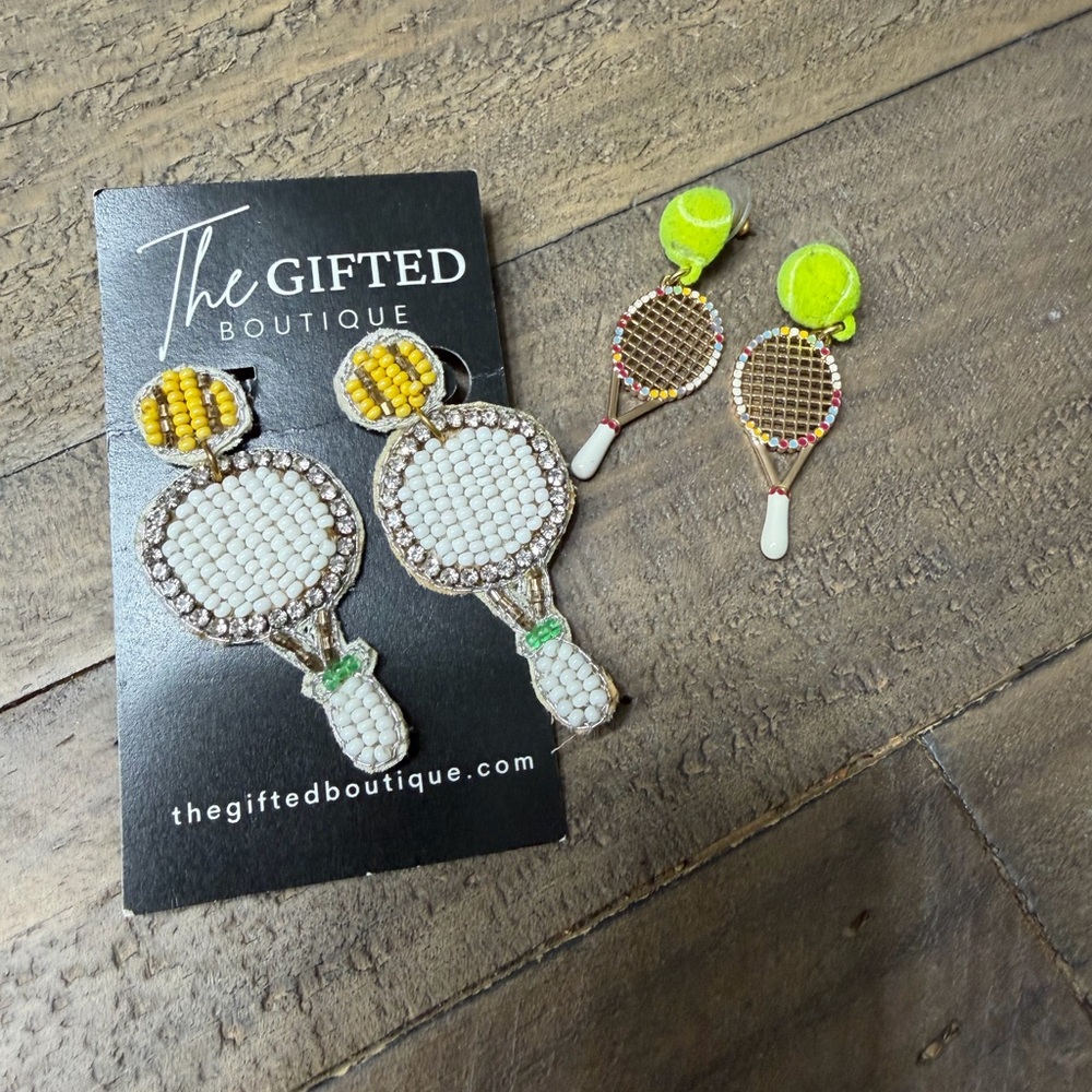 Tennis Racket Beaded Earrings and J Crew Tennis Earrings
